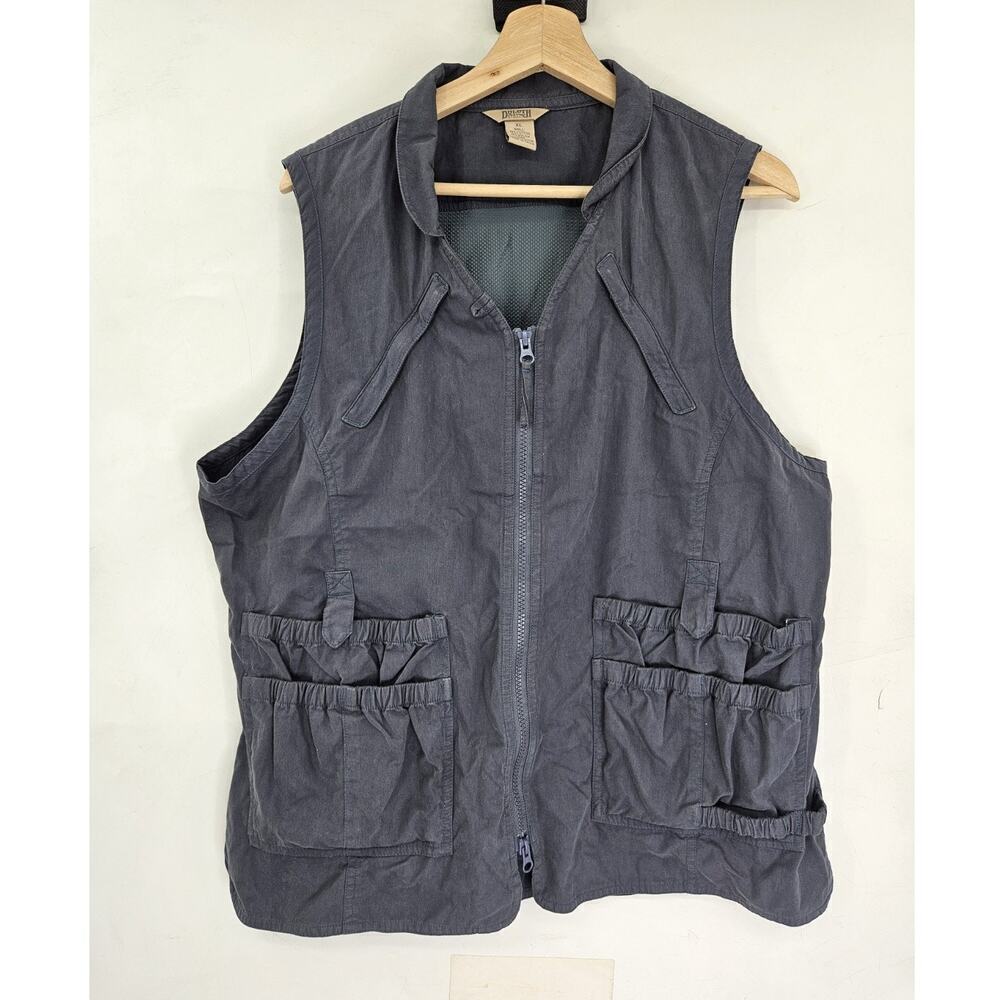 Duluth Trading Co Outdoors Utility Vest Mens XL Green Nylon Pockets Fishing